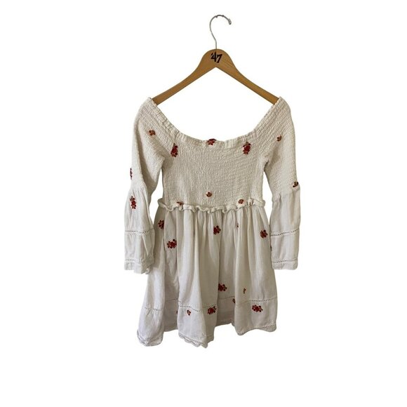 Free People Women's White Counting Daisies Embroidered Mini Dress - Medium - Picture 1 of 16